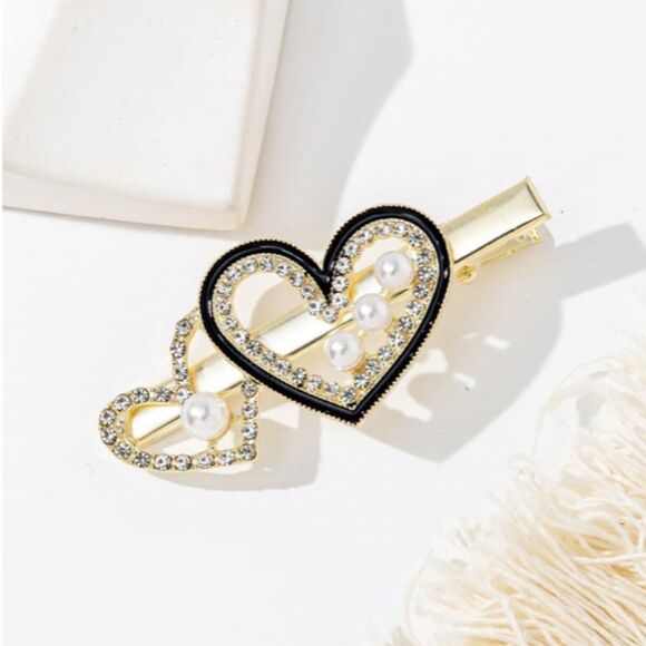 Rhinestone Hearts Hair Clip - Picture 1 of 5